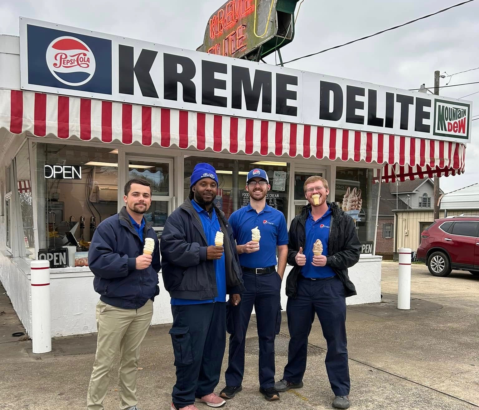 PepsiCola employees enjoying ice cream from Kreme Delite